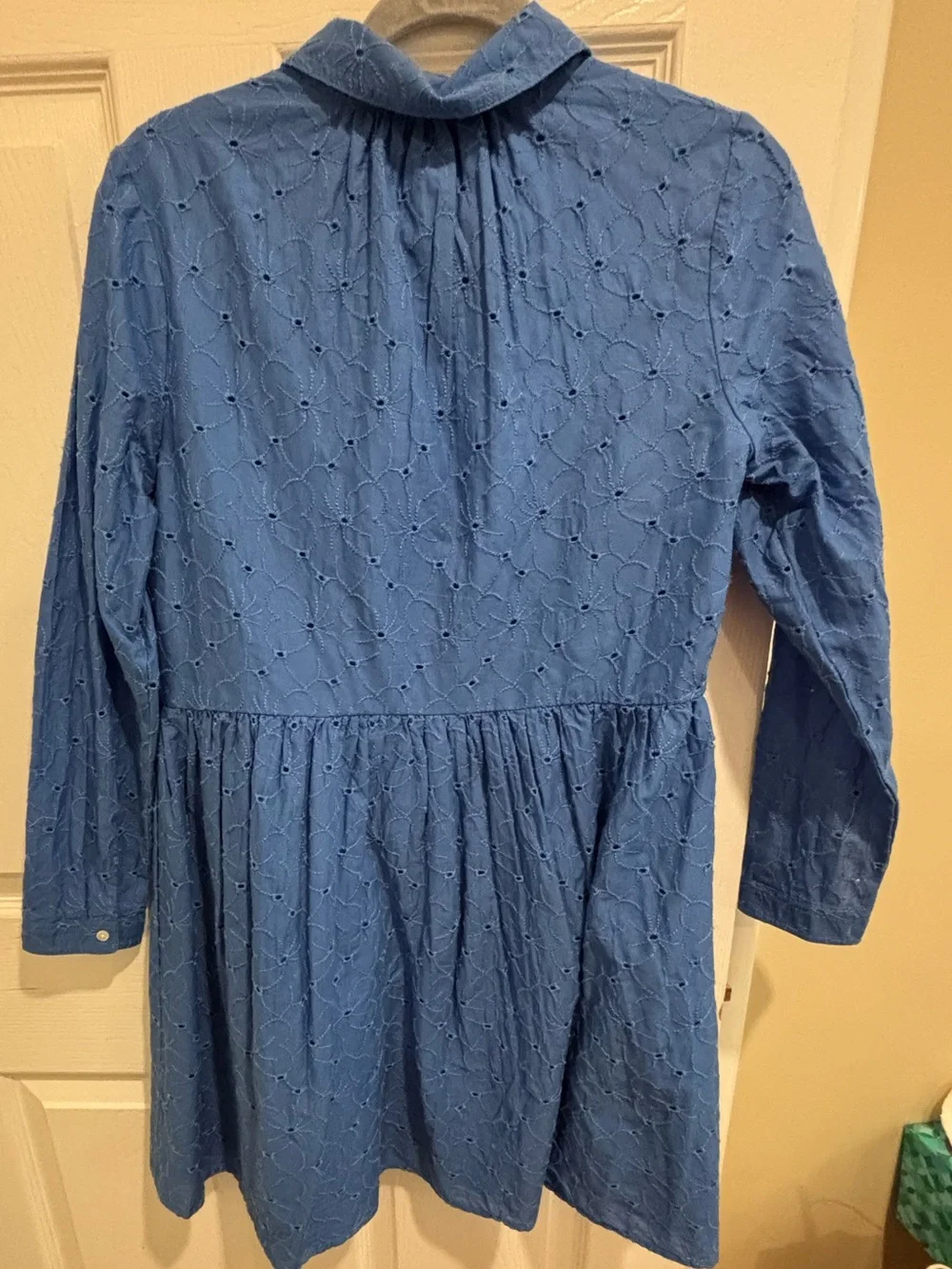 J. Crew Cornflower Blue Eyelet Button-Front Shirt Dress